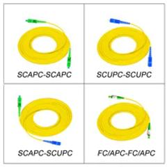 1M SC APC UPC FC APC Optical Fiber Patch Cord 3.0mm PVC G652D Fiber Jumper Simplex SM FTTH Optic Cable Fibra Optica Customized