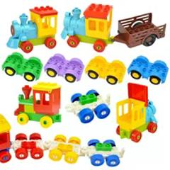 Big Building Blocks Compatible Duploes Brick City Train Truck Car Traffic Series Parking Pole Roadblock Fire Hydrant Toy For Kid