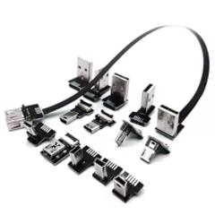 FPC USB Data Cable A Male to Micro Mini USB 5Pin Male 90 Degree UP / Down / Left / Right Angle Adapter Charge Sync 0.25M 0.5M 1M