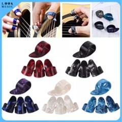 Guitar Plectrums Sheath Thumb Finger Picks for Acoustic Electric Bass Guitar Ukulele Guitar Picks 4Pcs 1Thumb + 3Finger