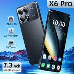 Original Mobile phone Global Version X6 Pro smartphone 5g 7.3inch HD 108MP Camera 16G+1T 7800mAh Face unlocked Mobile phone